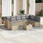 Preview: ARDEBO.de - 10-tlg. Garten-Sofagarnitur mit Kissen Beige Poly Rattan