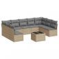 Preview: 10-tlg. Garten-Sofagarnitur mit Kissen Beige Poly Rattan