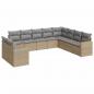 Preview: 10-tlg. Garten-Sofagarnitur mit Kissen Beige Poly Rattan