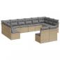 Preview: 12-tlg. Garten-Sofagarnitur mit Kissen Beige Poly Rattan