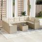 Preview: ARDEBO.de - 10-tlg. Garten-Sofagarnitur mit Kissen Beige Poly Rattan