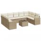 Preview: 10-tlg. Garten-Sofagarnitur mit Kissen Beige Poly Rattan