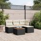 Preview: ARDEBO.de - 5-tlg. Garten-Sofagarnitur mit Kissen Schwarz Poly Rattan