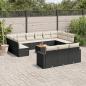 Preview: ARDEBO.de - 14-tlg. Garten-Sofagarnitur mit Kissen Schwarz Poly Rattan