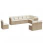 Preview: 10-tlg. Garten-Sofagarnitur mit Kissen Beige Poly Rattan