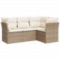 Preview: 4-tlg. Garten-Sofagarnitur mit Kissen Beige Poly Rattan