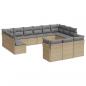 Preview: 13-tlg. Garten-Sofagarnitur mit Kissen Beige Poly Rattan