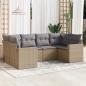 Preview: ARDEBO.de - 6-tlg. Garten-Sofagarnitur mit Kissen Beige Poly Rattan