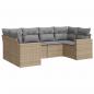 Preview: 6-tlg. Garten-Sofagarnitur mit Kissen Beige Poly Rattan