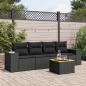 Preview: ARDEBO.de - 5-tlg. Garten-Sofagarnitur mit Kissen Schwarz Poly Rattan