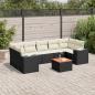 Preview: ARDEBO.de - 8-tlg. Garten-Sofagarnitur mit Kissen Schwarz Poly Rattan