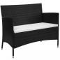 Preview: ARDEBO.de - Gartenbank 90 cm Poly Rattan Schwarz