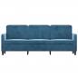 Preview: 3-Sitzer-Sofa Blau 180 cm Samt