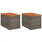 Preview: Garten-Beistelltische 2 Stk. Grau 55x34x37cm Poly Rattan Holz