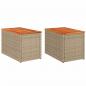 Preview: Garten-Beistelltische 2 Stk. Beige 55x34x37 cm Poly Rattan Holz