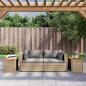 Preview: Garten-Beistelltische 2 Stk. Beige 55x34x37 cm Poly Rattan Holz