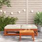 Preview: Gartenhocker mit Kissen 2 Stk. Wachsbraun Massivholz Kiefer