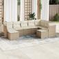 Preview: ARDEBO.de - 9-tlg. Garten-Sofagarnitur mit Kissen Beige Poly Rattan