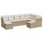 Preview: 9-tlg. Garten-Sofagarnitur mit Kissen Beige Poly Rattan