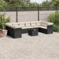 Preview: ARDEBO.de - 11-tlg. Garten-Sofagarnitur mit Kissen Schwarz Poly Rattan