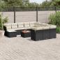 Preview: ARDEBO.de - 13-tlg. Garten-Sofagarnitur mit Kissen Schwarz Poly Rattan