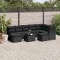 Preview: ARDEBO.de - 10-tlg. Garten-Sofagarnitur mit Kissen Schwarz Poly Rattan