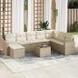 Preview: ARDEBO.de - 9-tlg. Garten-Sofagarnitur mit Kissen Beige Poly Rattan