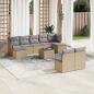 Preview: ARDEBO.de - 10-tlg. Garten-Sofagarnitur mit Kissen Beige Poly Rattan