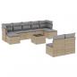 Preview: 10-tlg. Garten-Sofagarnitur mit Kissen Beige Poly Rattan