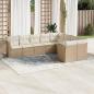 Preview: ARDEBO.de - 9-tlg. Garten-Sofagarnitur mit Kissen Beige Poly Rattan