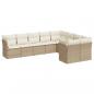 Preview: 9-tlg. Garten-Sofagarnitur mit Kissen Beige Poly Rattan