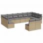 Preview: 12-tlg. Garten-Sofagarnitur mit Kissen Beige Poly Rattan