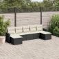 Preview: ARDEBO.de - 7-tlg. Garten-Sofagarnitur mit Kissen Schwarz Poly Rattan