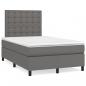 Preview: ARDEBO.de - Boxspringbett mit Matratze & LED Grau 120x190 cm Kunstleder