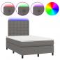 Preview: Boxspringbett mit Matratze & LED Grau 120x190 cm Kunstleder