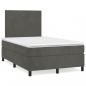 Preview: ARDEBO.de - Boxspringbett mit Matratze Dunkelgrau 120x190 cm Samt