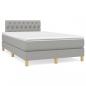 Preview: ARDEBO.de - Boxspringbett mit Matratze Hellgrau 120x190 cm Stoff