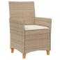 Preview: Gartenstühle mit Kissen 2 Stk. Beige Poly Rattan Massivholz