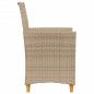 Preview: Gartenstühle mit Kissen 2 Stk. Beige Poly Rattan Massivholz