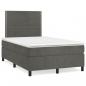 Preview: ARDEBO.de - Boxspringbett mit Matratze Dunkelgrau 120x190 cm Samt