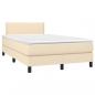 Preview: Boxspringbett mit Matratze & LED Creme 120x190 cm Stoff