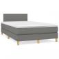 Preview: ARDEBO.de - Boxspringbett mit Matratze & LED Dunkelgrau 120x190 cm Stoff