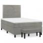 Preview: ARDEBO.de - Boxspringbett mit Matratze Hellgrau 120x190 cm Samt