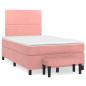 Preview: ARDEBO.de - Boxspringbett mit Matratze Rosa 120x190 cm Samt