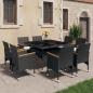 Preview: ARDEBO.de - 9-tlg. Garten-Essgruppe Poly Rattan und Hartglas Schwarz