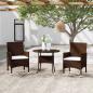 Preview: ARDEBO.de - 3-tlg. Bistro-Set Poly-Rattan und Hartglas Braun