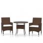 Preview: 3-tlg. Bistro-Set Poly-Rattan und Hartglas Braun