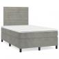 Preview: ARDEBO.de - Boxspringbett mit Matratze Hellgrau 120x190 cm Samt