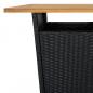 Preview: Bartisch Schwarz 60x60x110 cm Poly Rattan und Massivholz Akazie