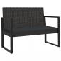 Preview: Gartenbank mit Kissen Schwarz 106 cm Poly Rattan